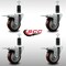 Service Caster 3.5'' SS Maroon Poly Swivel 1-1/4'' Expanding Stem Caster Set Total Lock Brake, 4PK SCC-SSEXTTL20S3514-PPUB-MRN-114-4 - alternate 4